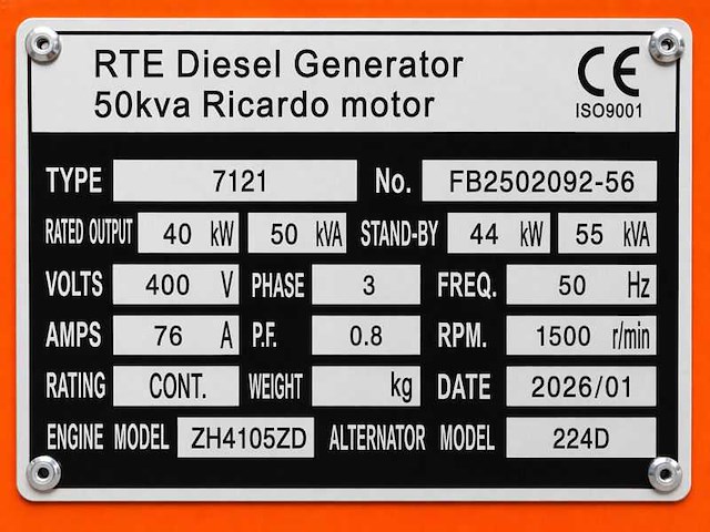 Rte - 2026 - 7121 - 50 kva noodstroomaggregaat 400v - afbeelding 9 van  11