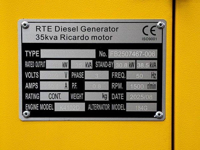 Rte - 2026 - 7310 - 35 kva noodstroomaggregaat 400v - afbeelding 8 van  24
