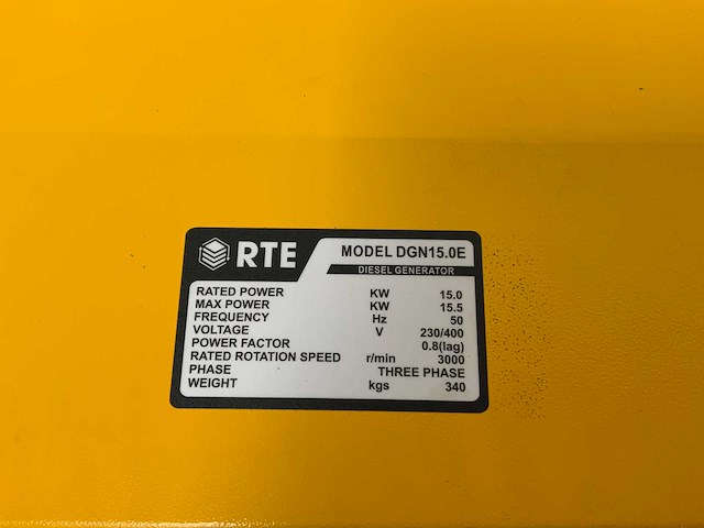 Rte - 2026 - dgn15e - diesel generator 15.0kw - afbeelding 10 van  11