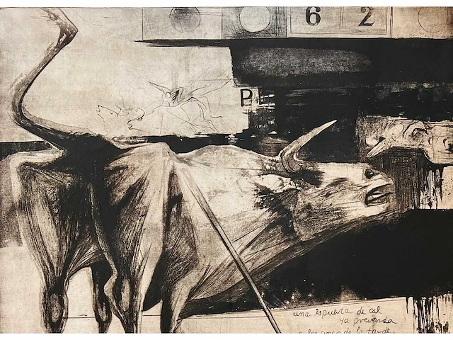 Ru van rossem - toros - ets, aquatint - lage instelprijs - afbeelding 1 van  9