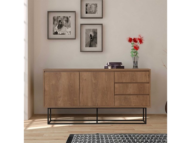 Ruba console | 100% melamine | walnoot, zwart - afbeelding 8 van  8