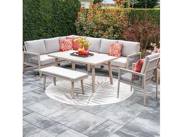 Rugloos tuinbankje - tuinindrukken - san capri - lichte eikenlook - afbeelding 3 van  3