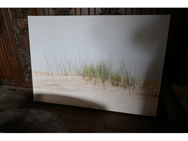Rustieke houten bureautafel + 3 canvassen - afbeelding 1 van  6