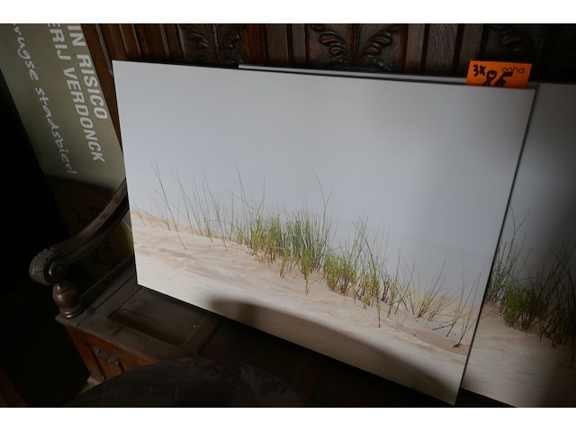 Rustieke houten bureautafel + 3 canvassen - afbeelding 2 van  6