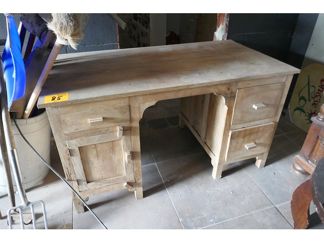 Rustieke houten bureautafel + 3 canvassen - afbeelding 4 van  6