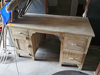 Rustieke houten bureautafel + 3 canvassen - afbeelding 5 van  6