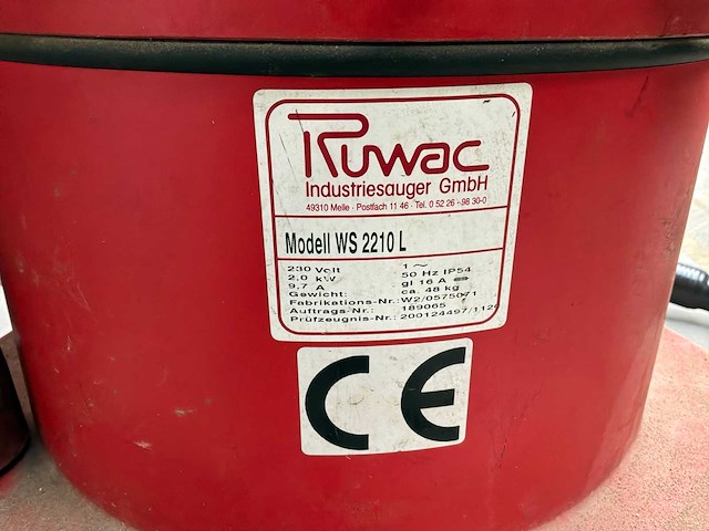 Ruwac ws 2210 l industriële stofzuiger - afbeelding 4 van  6