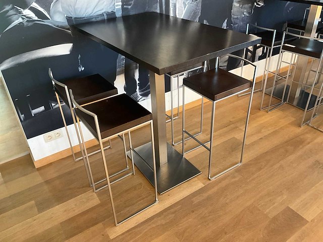 Rvs barkruk (4x) + tafels (3x) - afbeelding 1 van  22