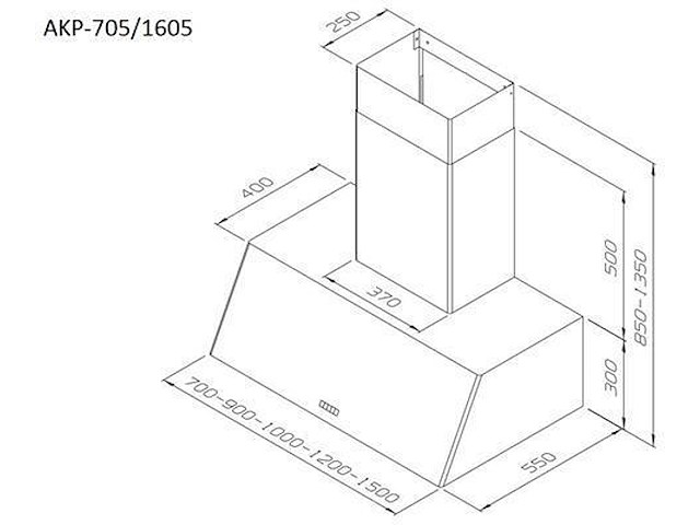 Rvs boretti dampkap akp-1505ix - afbeelding 2 van  2