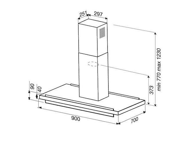 Rvs boretti eilanddampkap bghsti90ix - afbeelding 2 van  3