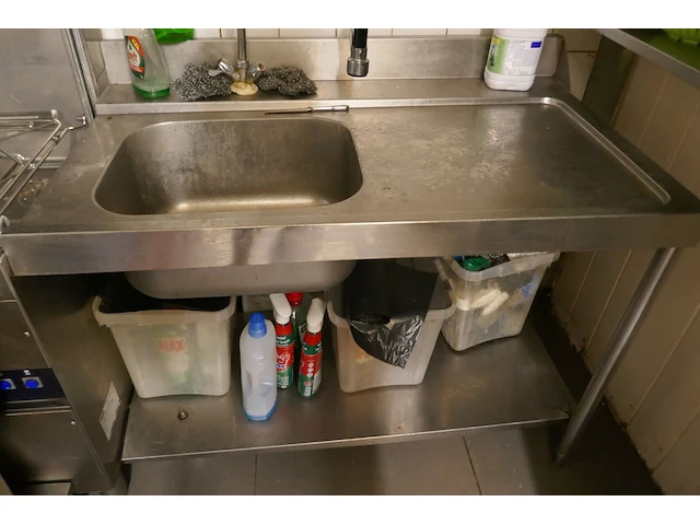 Rvs doorschuifvaatwasser met spoeltafel en spoelkraan en bodemschap sanmac - afbeelding 5 van  6