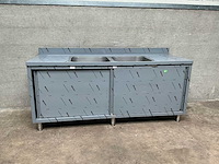 Rvs dubbele spoeltafel - afbeelding 2 van  5