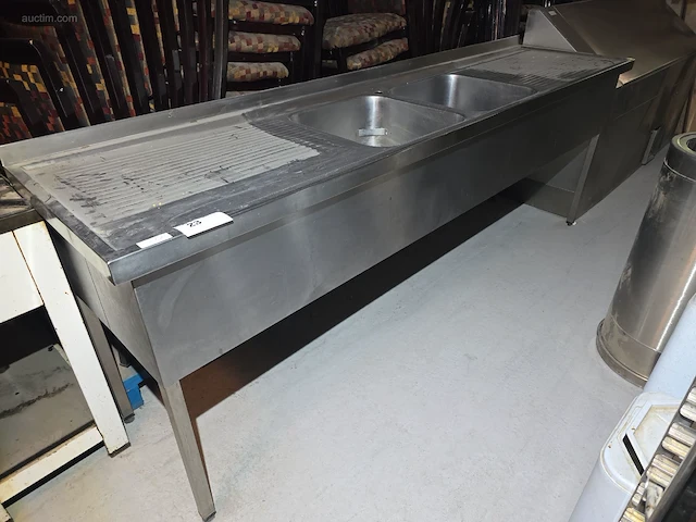 Rvs dubbele spoeltafel - afbeelding 1 van  2