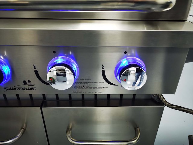Rvs gasbarbecue keuken - 4 branders met zijbrander - afbeelding 3 van  8
