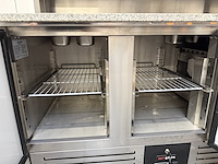 Rvs gekoelde werkbank met marmeren blad en saladebar - afbeelding 6 van  12