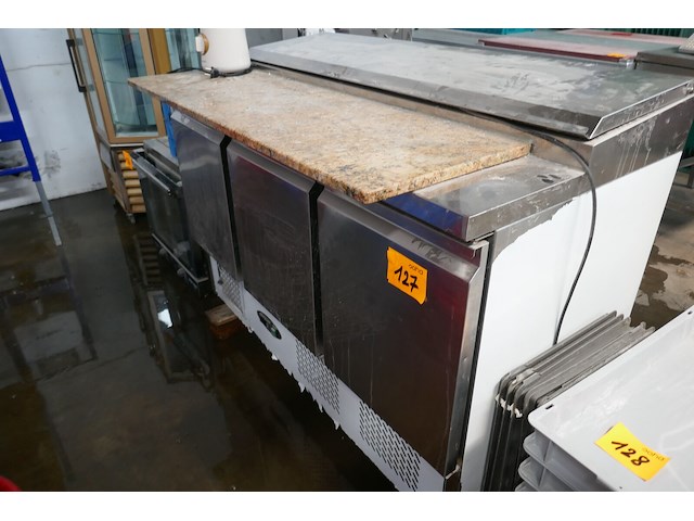 Rvs gekoelde werktafel met marmeren blad en saladette - afbeelding 2 van  5