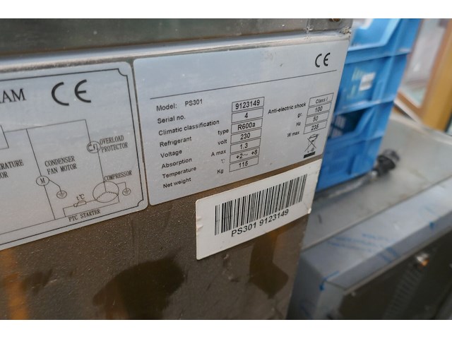 Rvs gekoelde werktafel met marmeren blad en saladette - afbeelding 5 van  5