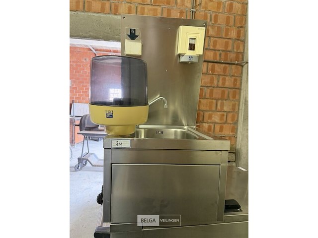 Rvs handwasbak + papier en zeepdispenser - afbeelding 1 van  6