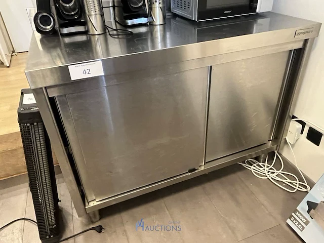 Rvs kast met schuifdeuren - afbeelding 1 van  5