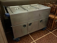 Rvs mobiele bain-marie warmhoudwagen met 3 gn-bakken en onderkast - afbeelding 2 van  9