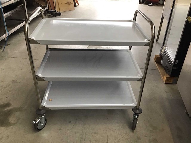 Rvs serveerwagen 3 niveau - afbeelding 2 van  3