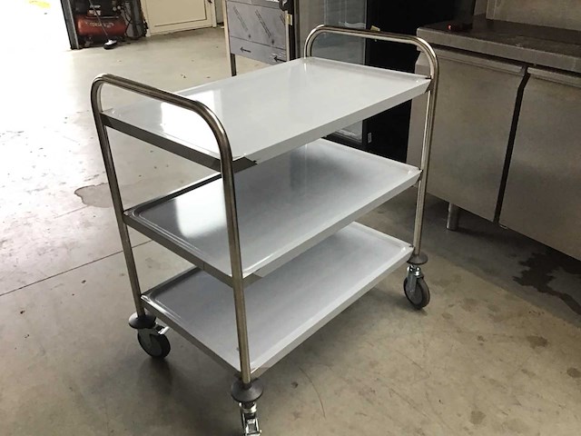 Rvs serveerwagen 3 niveau - afbeelding 3 van  3