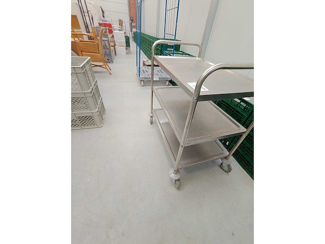 Rvs serveerwagen, 3 niveau's - afbeelding 1 van  4