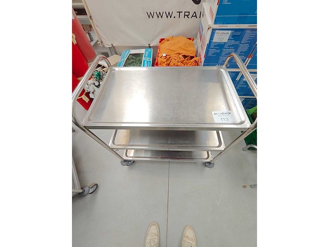 Rvs serveerwagen, 3 niveau's - afbeelding 1 van  4