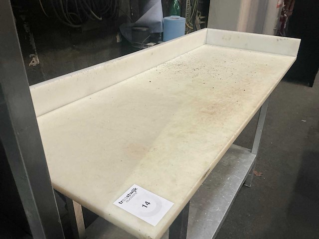 Rvs snijtafel met polyethyleen blad - afbeelding 3 van  4