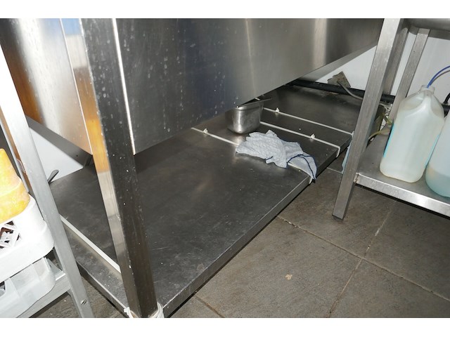 Rvs spoeltafel met dubbele uitgietbak - afbeelding 3 van  4