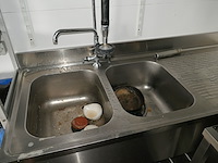 Rvs spoeltafel met dubbele uitgietbak - afbeelding 4 van  4