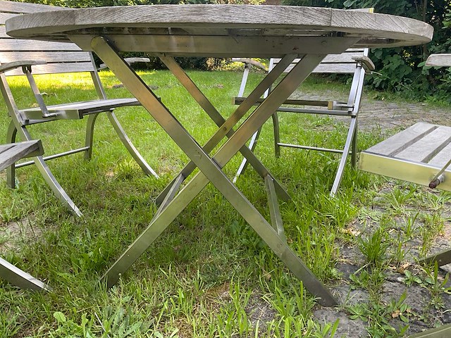 Rvs tuintafel met 4 stoelen - afbeelding 3 van  3