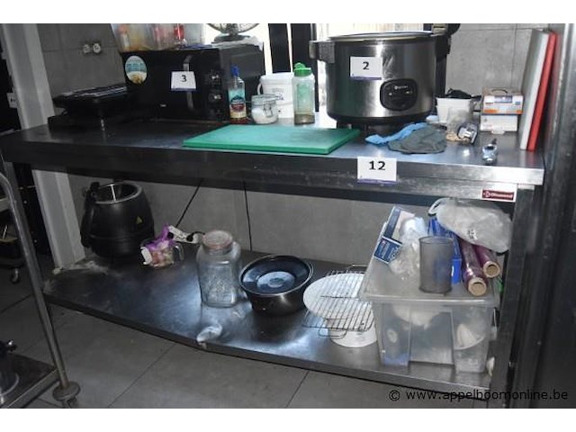 Rvs werktafel, diamond, met onderblad - afbeelding 1 van  1