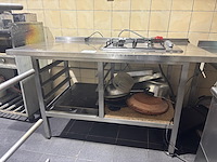 Rvs werktafel met 4 pits gasvuur