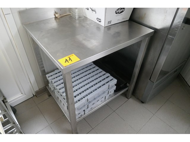 Rvs werktafel met bodemschap + 4 kunststoftegels - afbeelding 1 van  3