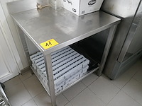 Rvs werktafel met bodemschap + 4 kunststoftegels