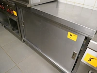 Rvs werktafel met bodemschap en 2 schuifdeuren - afbeelding 2 van  4