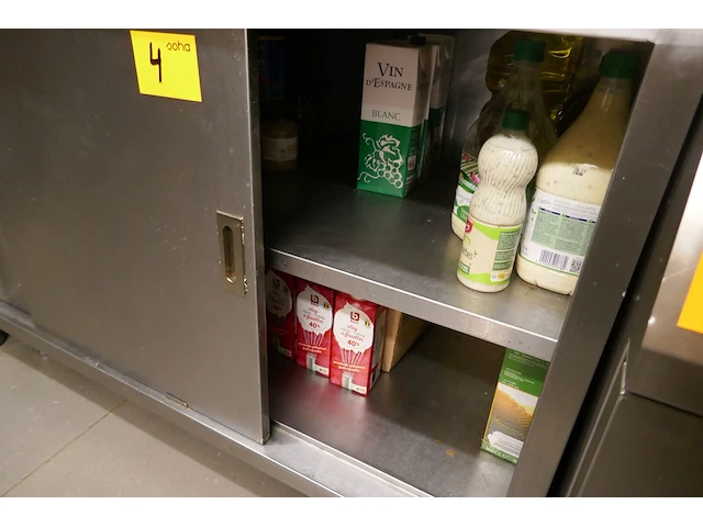Rvs werktafel met bodemschap en 2 schuifdeuren - afbeelding 3 van  4