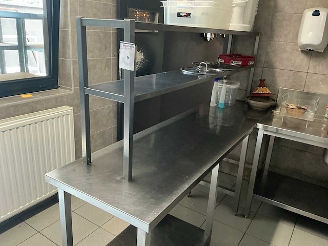 Rvs werktafel met opbouwrek - afbeelding 2 van  3