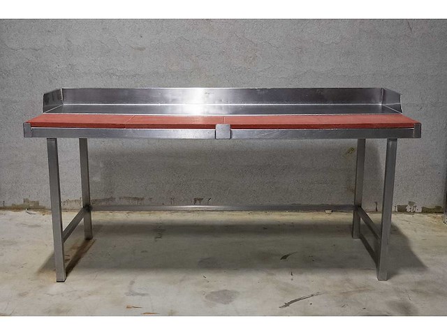Rvs werktafel met opkant+teflon platen - afbeelding 1 van  3