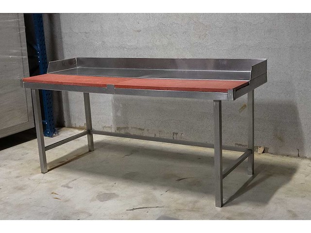 Rvs werktafel met opkant+teflon platen - afbeelding 2 van  3