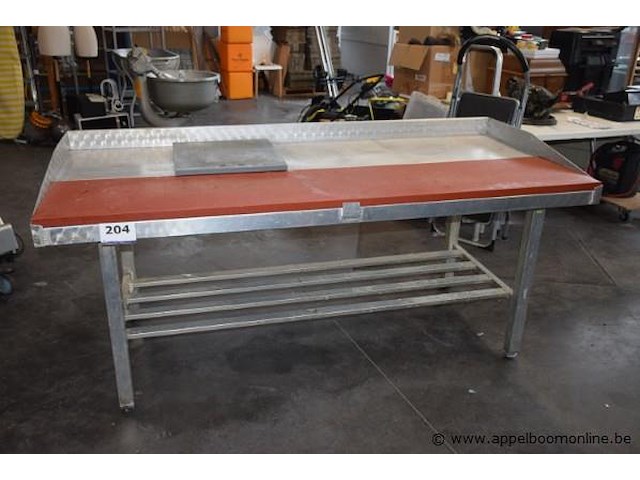 Rvs werktafel vv kunststoffen werkblad afm 200x90cm - afbeelding 1 van  2