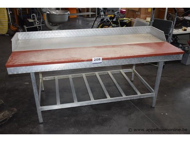 Rvs werktafel vv kunststoffen werkblad afm 200x90cm - afbeelding 1 van  1