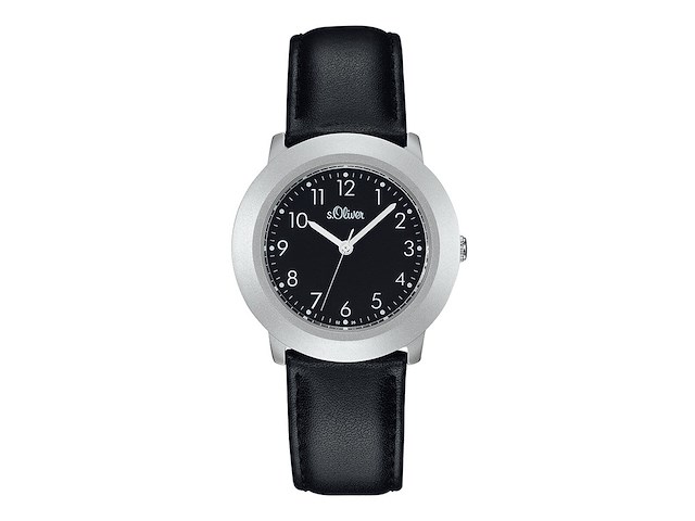 S. oliver women's quartz watch with black dial analogue display quartz leather so 50-15015-41 lqr - afbeelding 1 van  1
