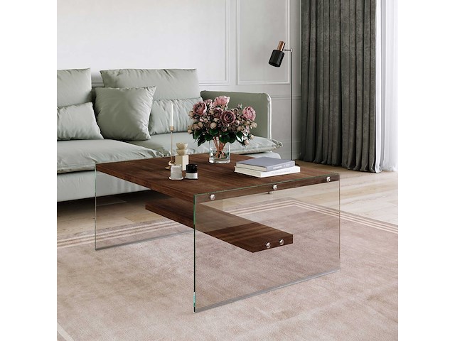 S1 salontafel | gehard glas | walnoot - afbeelding 2 van  5