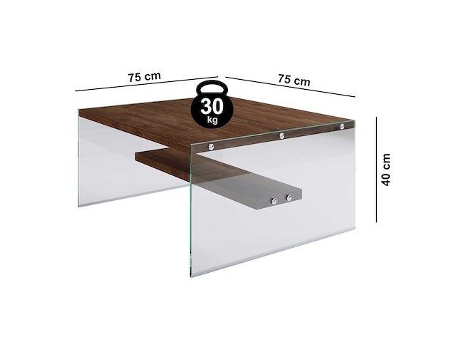 S1 salontafel | gehard glas | walnoot - afbeelding 5 van  5