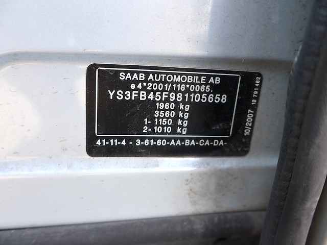 Saab - ys3fb45f981105658 - 2008 - afbeelding 4 van  26