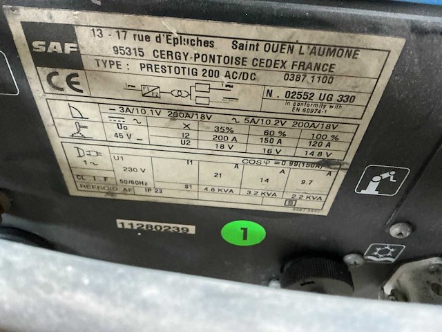Saf prestotig 200 ac/dc tig-lasmachine - afbeelding 5 van  6
