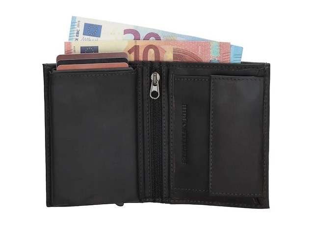Safety wallet - leder - rfid - hide & stitch - zwart - afbeelding 1 van  4