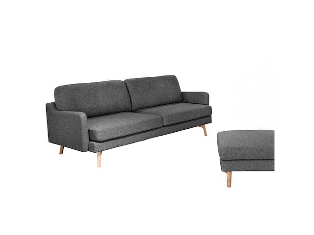 Salon argo donker grijs 3-zit + ottoman - afbeelding 1 van  6